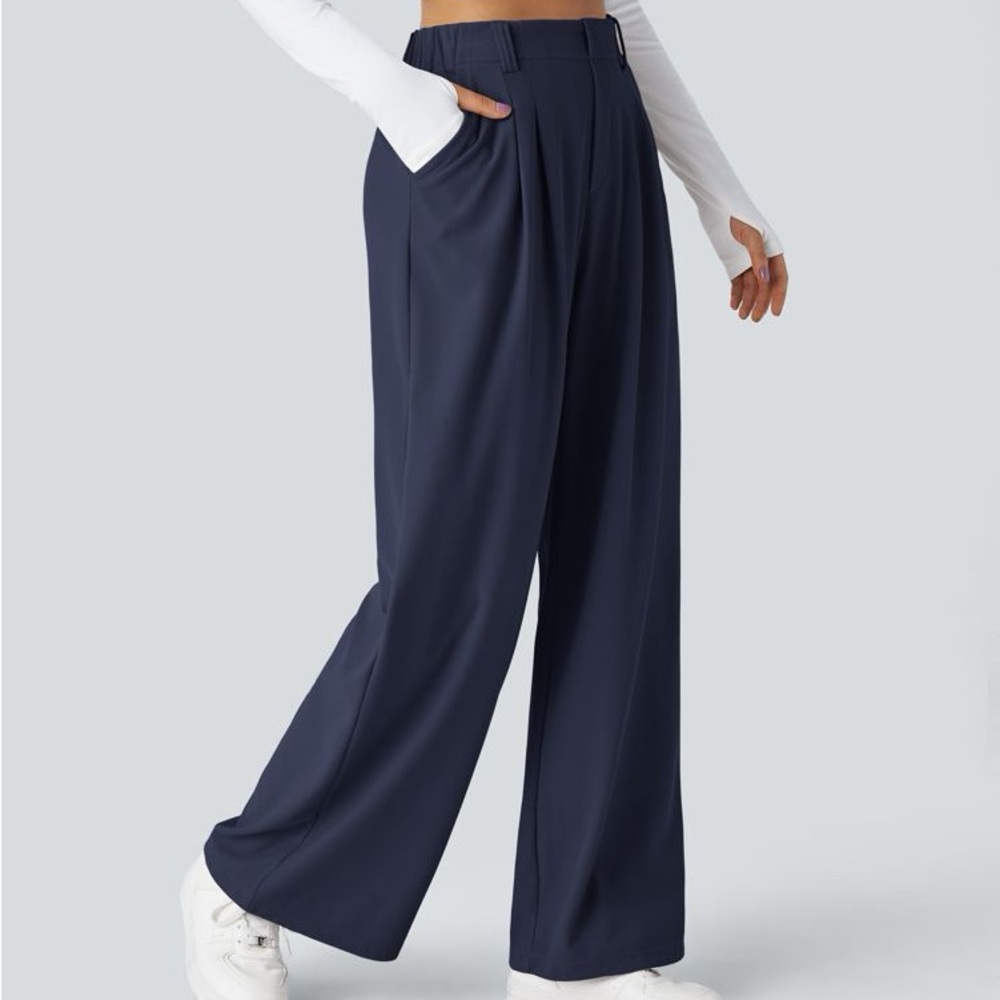 Halara Flex™ High Waisted Pocket Wide Leg Waffle Work Pants L Large